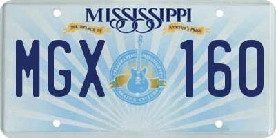 MS license plate MGX160