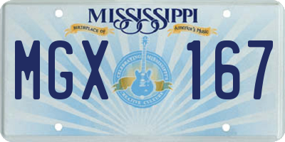 MS license plate MGX167