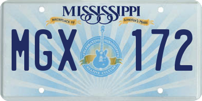 MS license plate MGX172