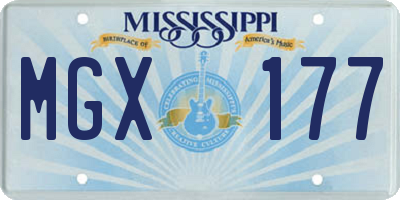 MS license plate MGX177