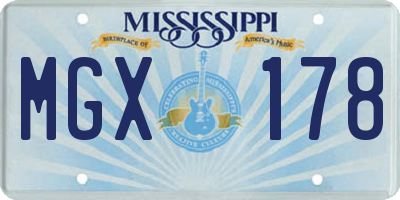 MS license plate MGX178