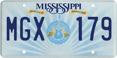 MS license plate MGX179