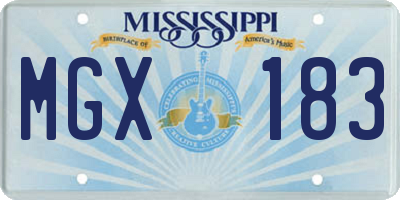 MS license plate MGX183