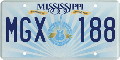 MS license plate MGX188