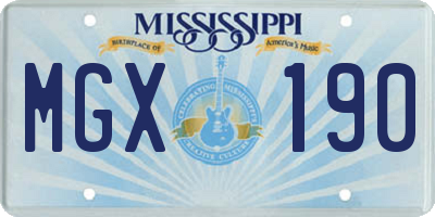 MS license plate MGX190