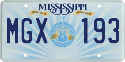 MS license plate MGX193