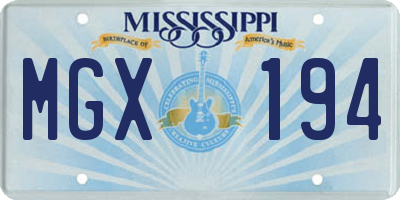 MS license plate MGX194