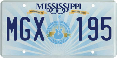 MS license plate MGX195