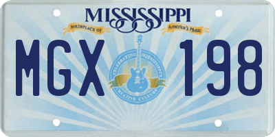 MS license plate MGX198