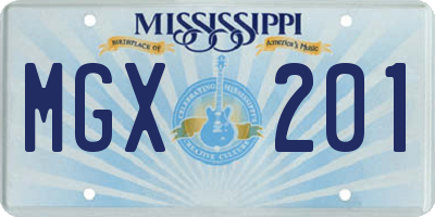 MS license plate MGX201