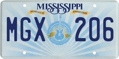 MS license plate MGX206