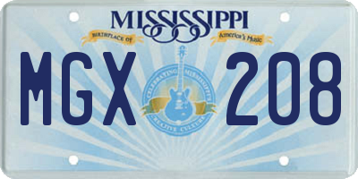 MS license plate MGX208