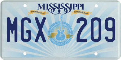 MS license plate MGX209