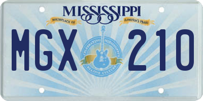 MS license plate MGX210