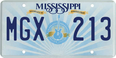 MS license plate MGX213