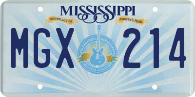 MS license plate MGX214
