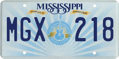 MS license plate MGX218