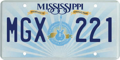 MS license plate MGX221