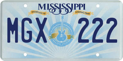 MS license plate MGX222