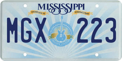 MS license plate MGX223