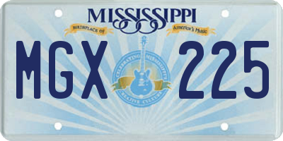 MS license plate MGX225
