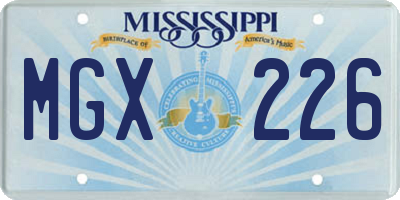 MS license plate MGX226