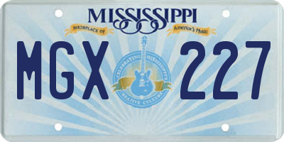 MS license plate MGX227