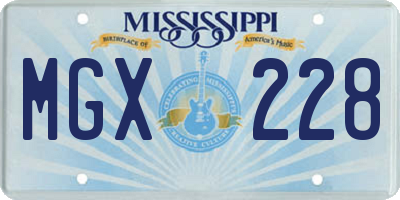 MS license plate MGX228