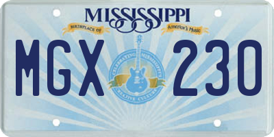 MS license plate MGX230