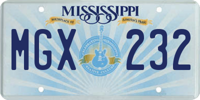 MS license plate MGX232