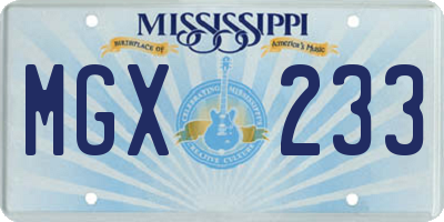 MS license plate MGX233