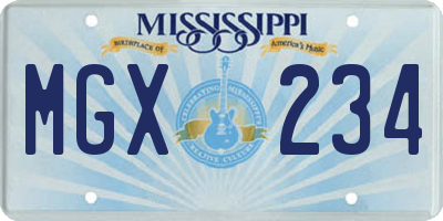 MS license plate MGX234