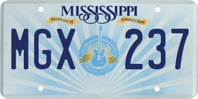 MS license plate MGX237