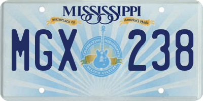 MS license plate MGX238