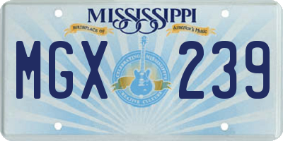 MS license plate MGX239