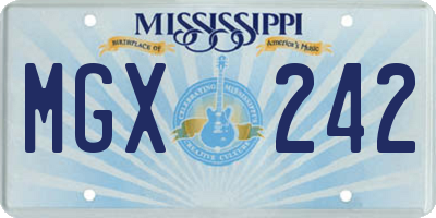 MS license plate MGX242