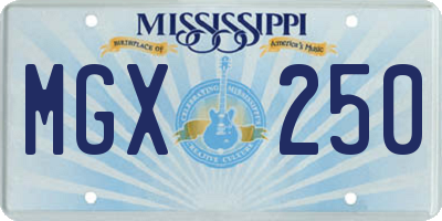 MS license plate MGX250