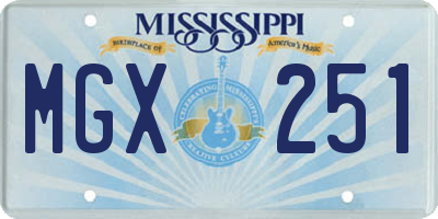 MS license plate MGX251