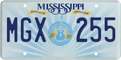 MS license plate MGX255