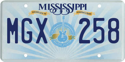 MS license plate MGX258