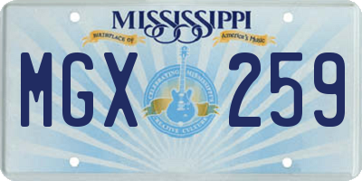 MS license plate MGX259