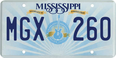 MS license plate MGX260