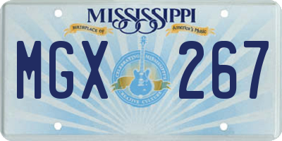 MS license plate MGX267