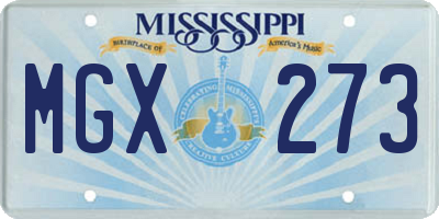MS license plate MGX273