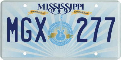MS license plate MGX277
