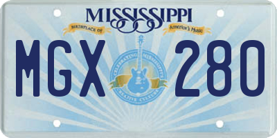 MS license plate MGX280