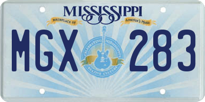 MS license plate MGX283