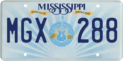 MS license plate MGX288
