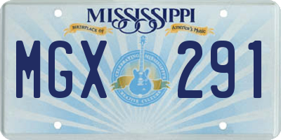 MS license plate MGX291