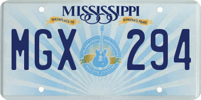 MS license plate MGX294